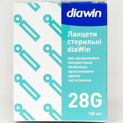 Ланцети Diawin розмір голки 28G 100 шт.