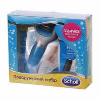 Набор Scholl пилка роликовая электрическая Velvet smooth для удаления огрубевшей кожи стоп + ролик средней жесткости голубой
