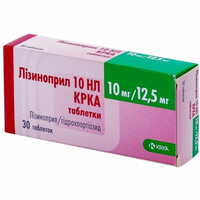 Лізиноприл НЛ КРКА таблетки 10 мг / 12,5 мг №30 (3 блістери х 10 таблеток)