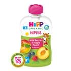 Пюре фруктове Hipp Яблуко-персик-чорниця-малина з 4-х місяців дой-пак 100 г