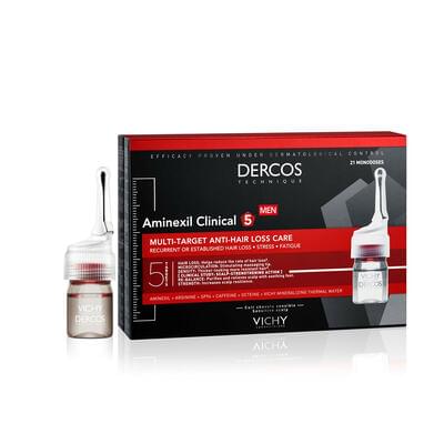 Средство для волос Vichy Dercos Aminexil Clinical 5 против выпадения волос для мужчин в ампулах по 6 мл 21 шт.