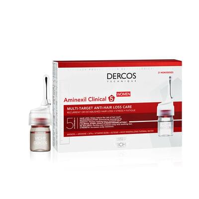 Засіб для волосся Vichy Dercos Aminexil Clinical 5 проти випадання волосся для жінок у ампулах по 6 мл 21 шт.