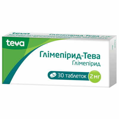 Глимепирид-Тева таблетки по 2 мг №30 (3 блистера х 10 таблеток)