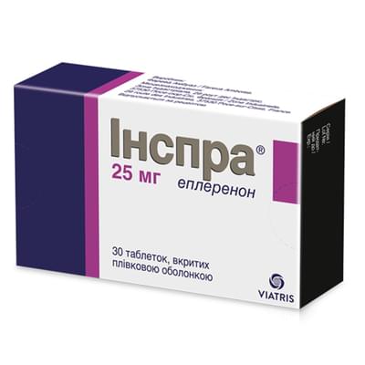 Инспра таблетки по 25 мг №30 (3 блистера х 10 таблеток)