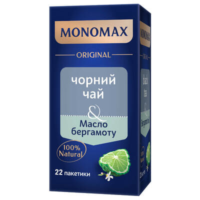 Чай чорний Monomax Олія бергамоту у фільтр-пакетах по 2 г 22 шт.