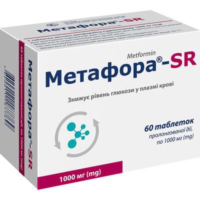 Метафора-SR таблетки по 1000 мг №60 (6 блистеров х 10 таблеток)