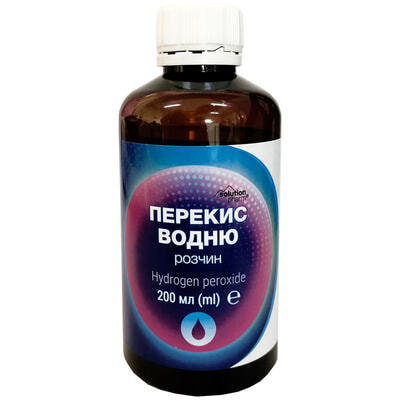 Перекис водню Solution Pharm розчин д/зовн. заст. 3% по 200 мл (флакон)