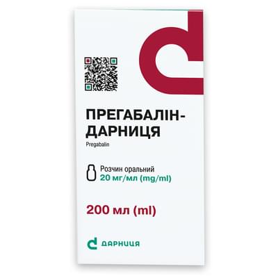 Прегабалін-Дарниця розчин орал. 20 мг/мл по 200 мл (флакон)
