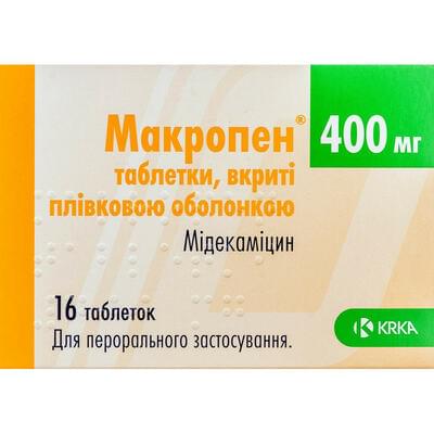 Макропен таблетки по 400 мг №16 (2 блістери х 8 таблеток)
