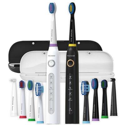 Набір для догляду за порожниною рота Pecham зубна щітка електрична Black Travel Set + зубна щітка електрична White Travel Set