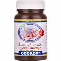 Дріжджі пивні з женьшенем Осокор таблетки по 0,5 г №100 (флакон)