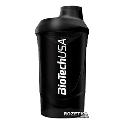 Шейкер BiotechUSA Wawe Panther Black для приготування та зберігання коктейлів 600 мл