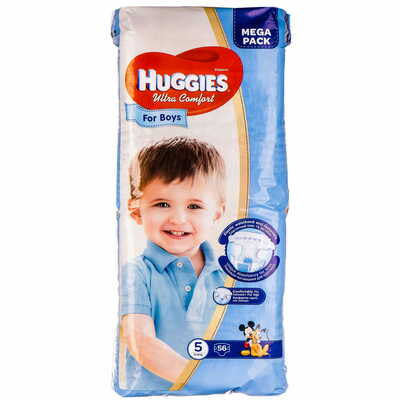 Підгузки Huggies Ultra Comfort для хлопчиків розмір 5, 12-22 кг, 56 шт.