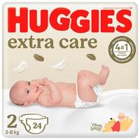 Підгузки Huggies Extra Care для немовлят розмір 2, 3-6 кг, 24 шт.