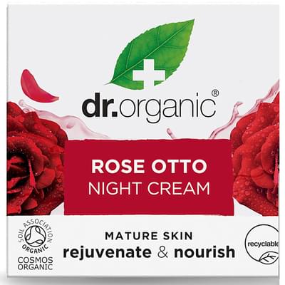 Крем для обличчя Dr.Organic для омолодження та харчування шкіри з троянди маслом Отто нічний 50 мл