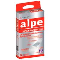 Пластирь бактерицидный Алпе антибактериальный классический с ионами серебра прозрачный 76 мм х 19 мм 20 шт.