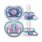 Пустушка силіконова Avent SCF085/61 Ultra air з декором від 6 до 18 місяців синій із фіолетовим 2 шт.