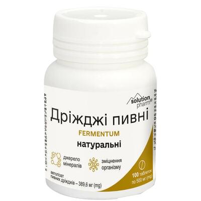 Дріжджі пивні натуральні Solution Pharm таблетки по 500 мг №100 (флакон)