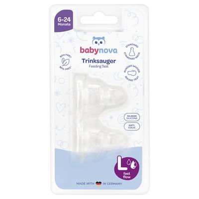 Соска силіконова Baby-Nova L кругла з 6 до 24 місяців 2 шт.