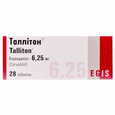 Таллітон таблетки по 6,25 мг №28 (4 блістери х 7 таблеток)