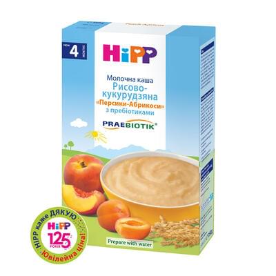 Каша молочна Hipp Рисово-кукурудзяна з пребіотиками Персик та абрикос з 4-х місяців 250 г