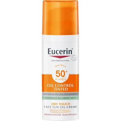 Крем-гель для лица Eucerin Oil Control SPF 50+ с тонирующим эффектом для комбинированной и проблемной кожи оттенок светлый 50 мл