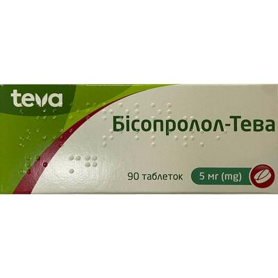 Бісопролол-Тева таблетки по 5 мг №90 (9 блістерів х 10 таблеток)