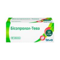 Купити Бісопролол-Тева таблетки по 10 мг №90 (9 блістерів х 10 таблеток) Бісопролол-Тева таблетки по 10 мг №90 (9 блістерів х 10 таблеток)