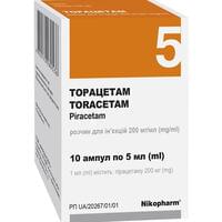 Торацетам розчин д/ін. 200 мг/мл по 5 мл №10 (ампули)