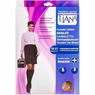 Гольфи антиварикозні Tiana 950 Unisex Skinlife 140 den 18-21 мм рт. ст. розмір 4 чорні