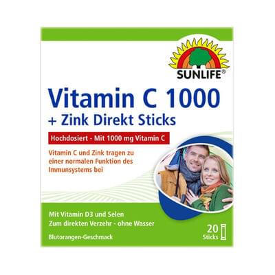 Sunlife Вітамін С 1000 + Цинк Direkt Sticks по 3 г №20 (стіки)