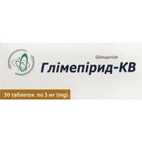 Глімепірид-КВ таблетки по 3 мг №30 (3 блістери х 10 капсул)
