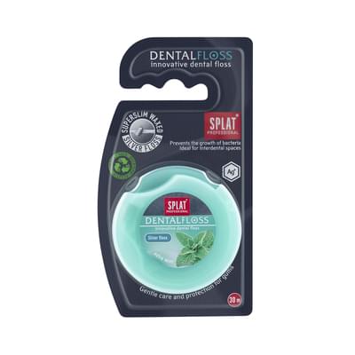 Зубна нитка Splat Professional DentalFoss з волокнами срібла м'ятна 30 м