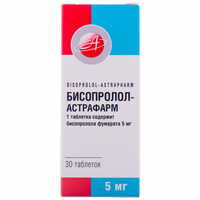 Бісопролол-Астрафарм таблетки по 5 мг №30 (3 блістери х 10 таблеток)