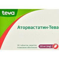 Аторвастатин-Тева таблетки по 20 мг №30 (2 блістери х 15 таблеток)