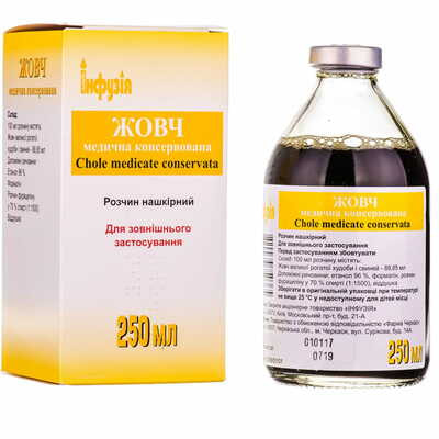 Жовч медична консервована розчин нашкірн. по 250 мл (пляшка)