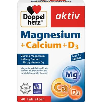 Доппельгерц Актив Магній, кальцій та вітамін D3 таблетки №40 (4 блістери х 10 таблеток)