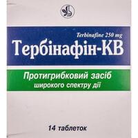 Тербінафін-КВ таблетки по 250 мг №14 (2 блістери х 7 таблеток)