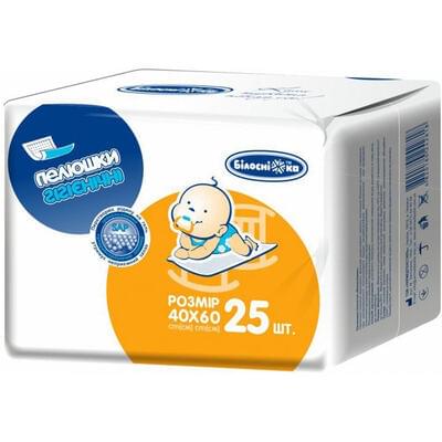 Пелюшки гігієнічні Білосніжка 40 см х 60 см 25 шт.