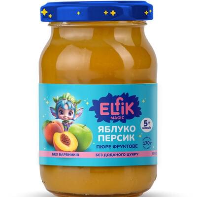 Пюре фруктове Elfik Magic Яблуко, персик банка 170 г