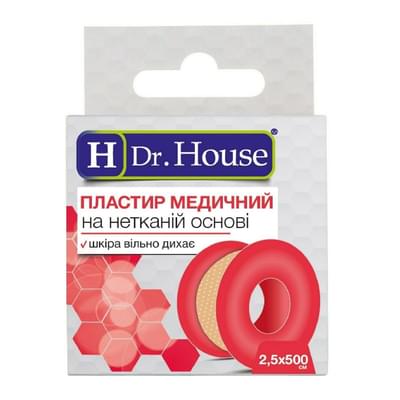 Пластир медичний Dr. House на нетканній основе з підвісом 2,5 см x 500 см 1 шт.