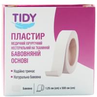 Пластырь медицинский Tidy нестерильный на хлопчатобумажной основе 1,25 см х 500 см 1 шт.