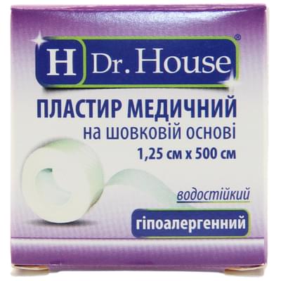 Пластир медичний Dr. House на шовковій основі 1,25 см х 500 см 1 шт.