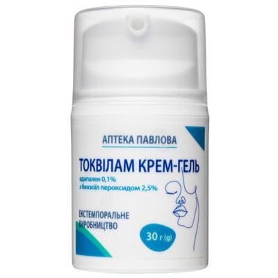 Токвілам крем-гель адапален 0,1% з бензоїл пероксидом 2,5% по 30 мл (флакон)
