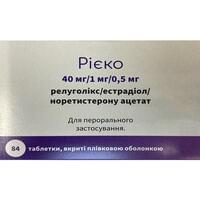 Риеко таблетки покрыты пленочной оболочкой 40 мг/1 мг/0,5 мг 3 флакона по 28 шт