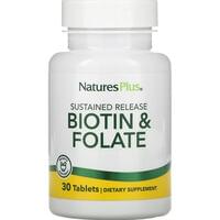 Фолиевая кислота и биотин NATURES PLUS (Натурес плюс) Biotin & Folic Acid таблетки пролонгированного действия 30 шт