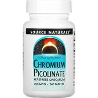 Хром піколінат SOURCE NATURALS (Сорс Нейчералс) Chromium Picolinate 200 мкг таблетки флакон 240 шт