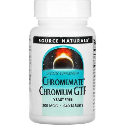 Хром SOURCE NATURALS (Сорс Нейчералс) Chromemate Chromium GTF 200 мкг таблетки флакон 240 шт