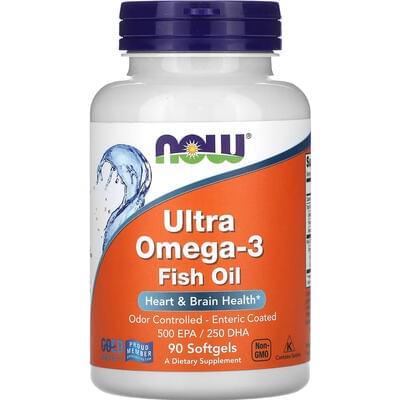 Омега Супер NOW (Нау) Ultra Omega-3 500 ЕПК /250 ДГК капсулы желатиновые флакон 90 шт