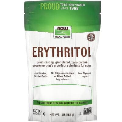 Еритритол (цукрозамінник) NOW (Нау) Erythritol Real Food порошок 454 г